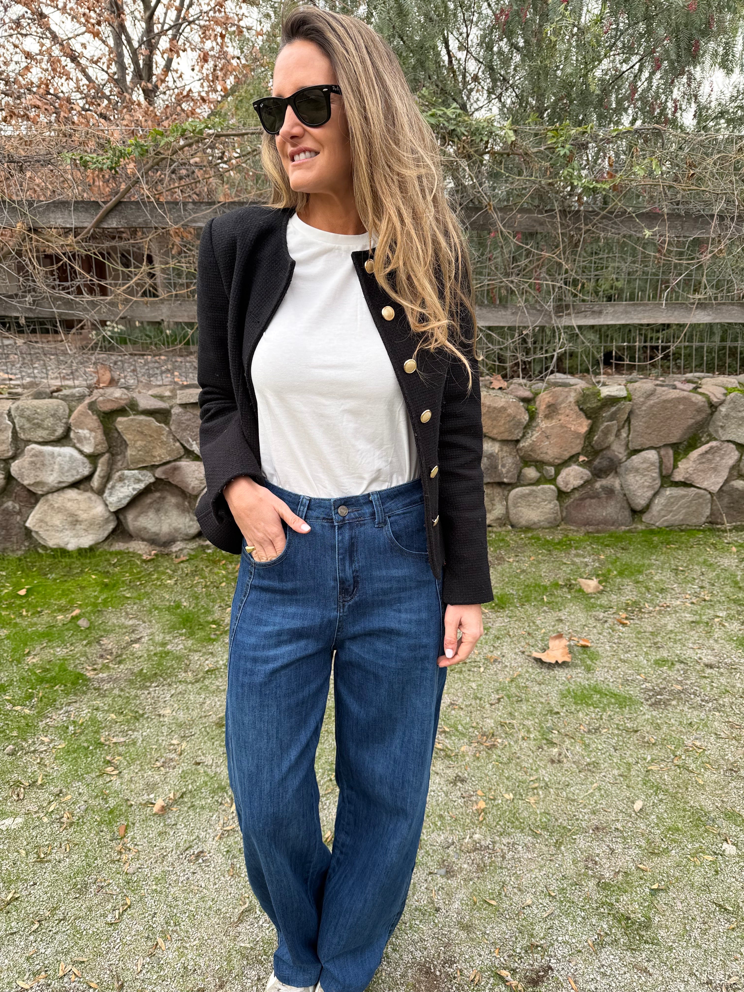 Bluejean tipo barrel detalles azul
