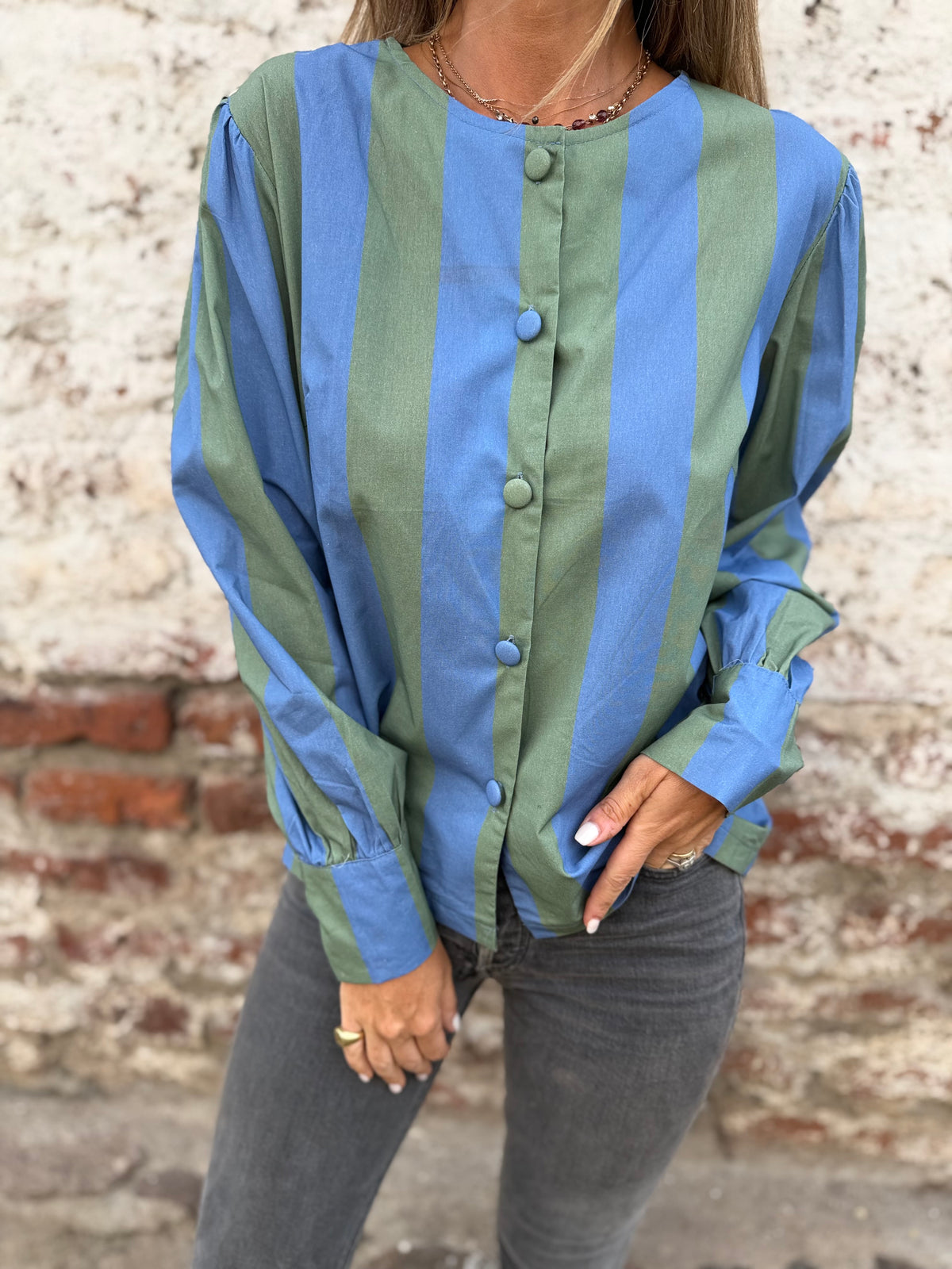 Blusa rayada azul verde