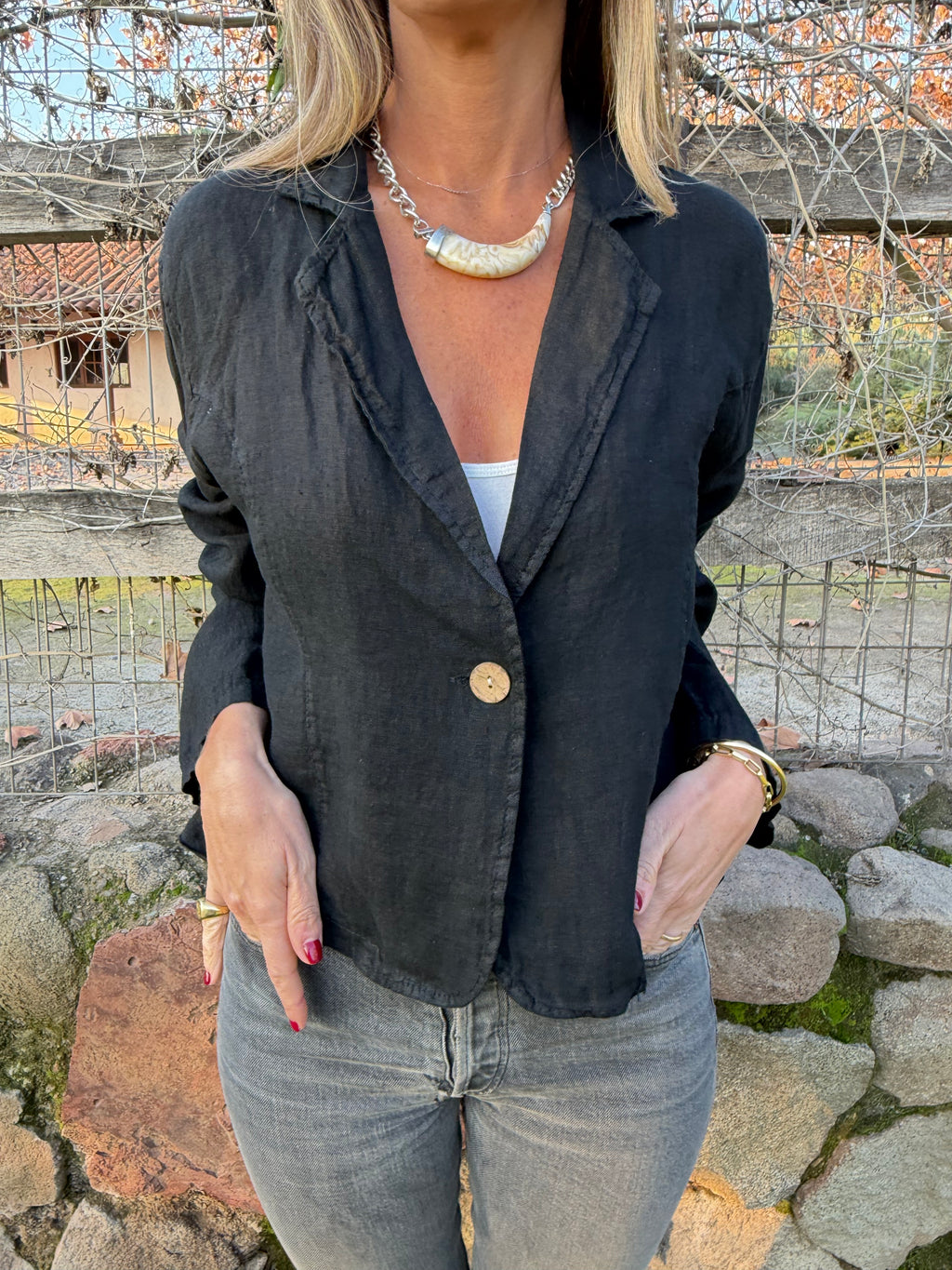 Blazer 100% lino negro