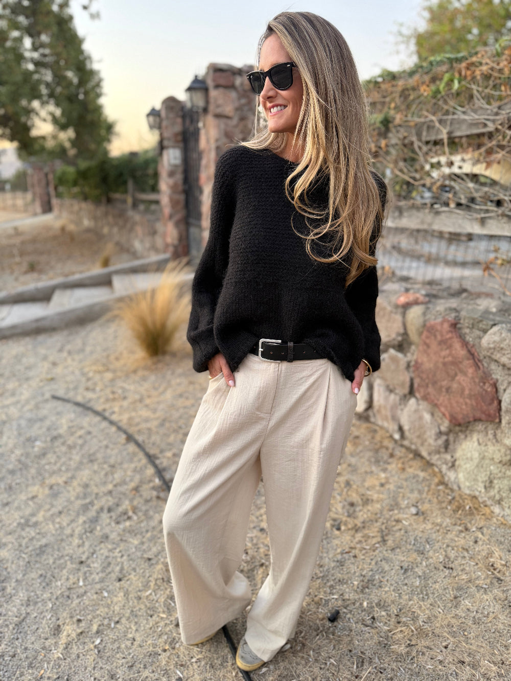 Pantalón sastre fluido marfil
