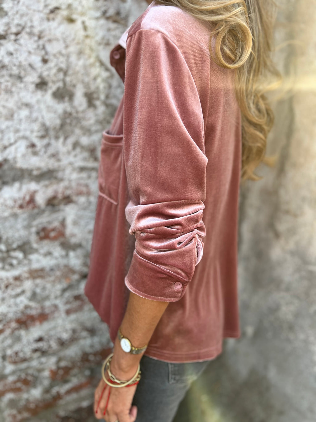 Blusa terciopelo rosada