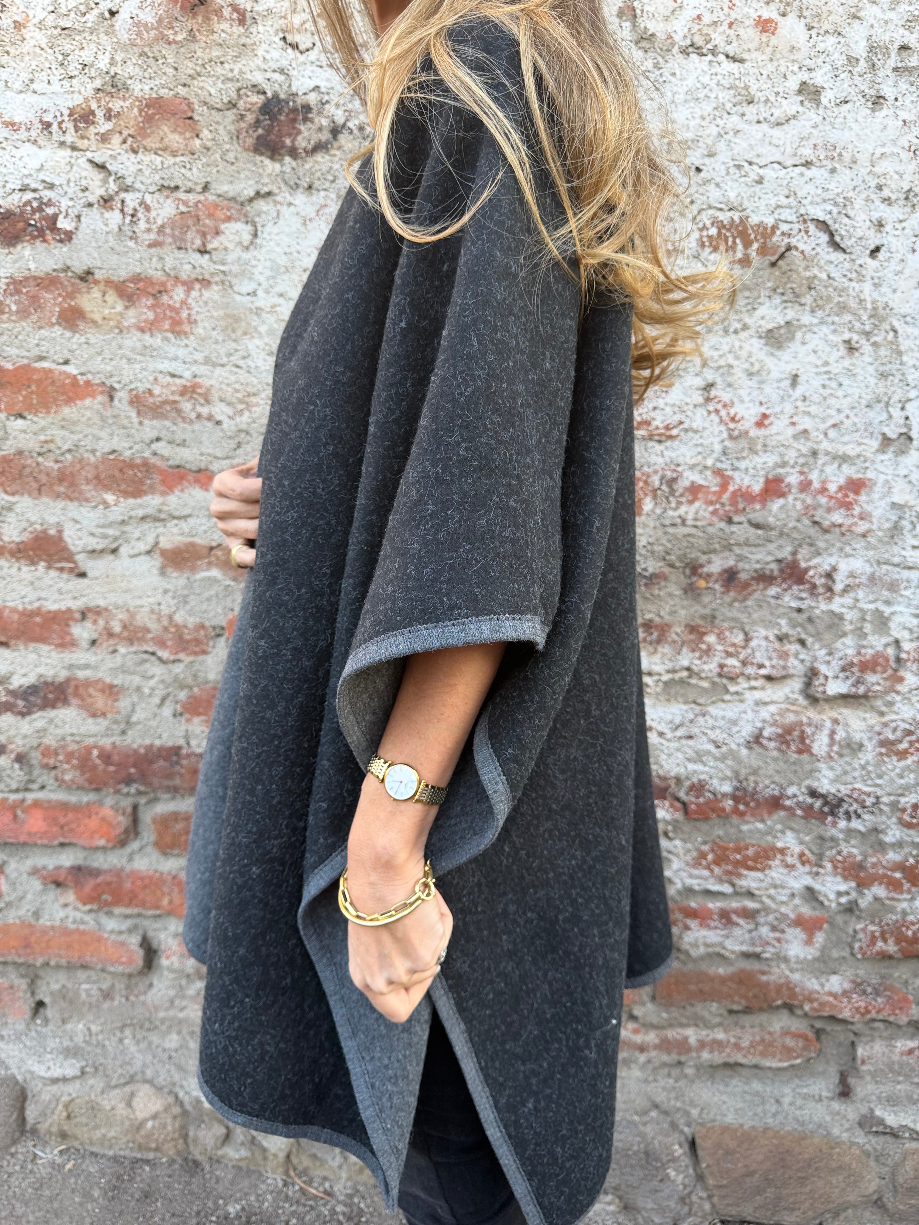 Echarpe reversible bicolor gris acero/ gris claro
