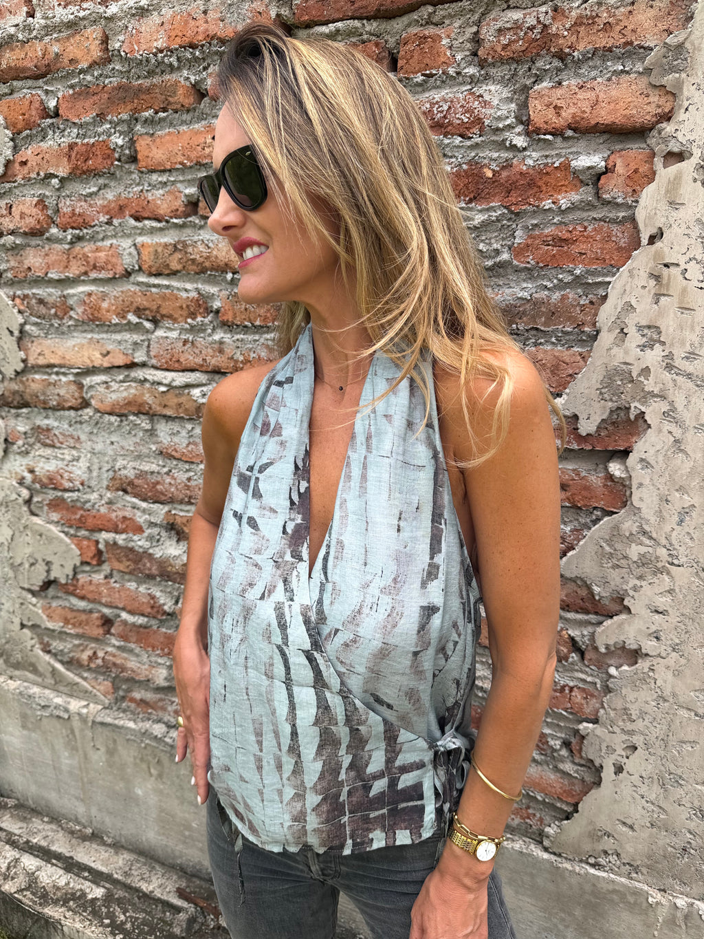 Polera tie dye turqueza