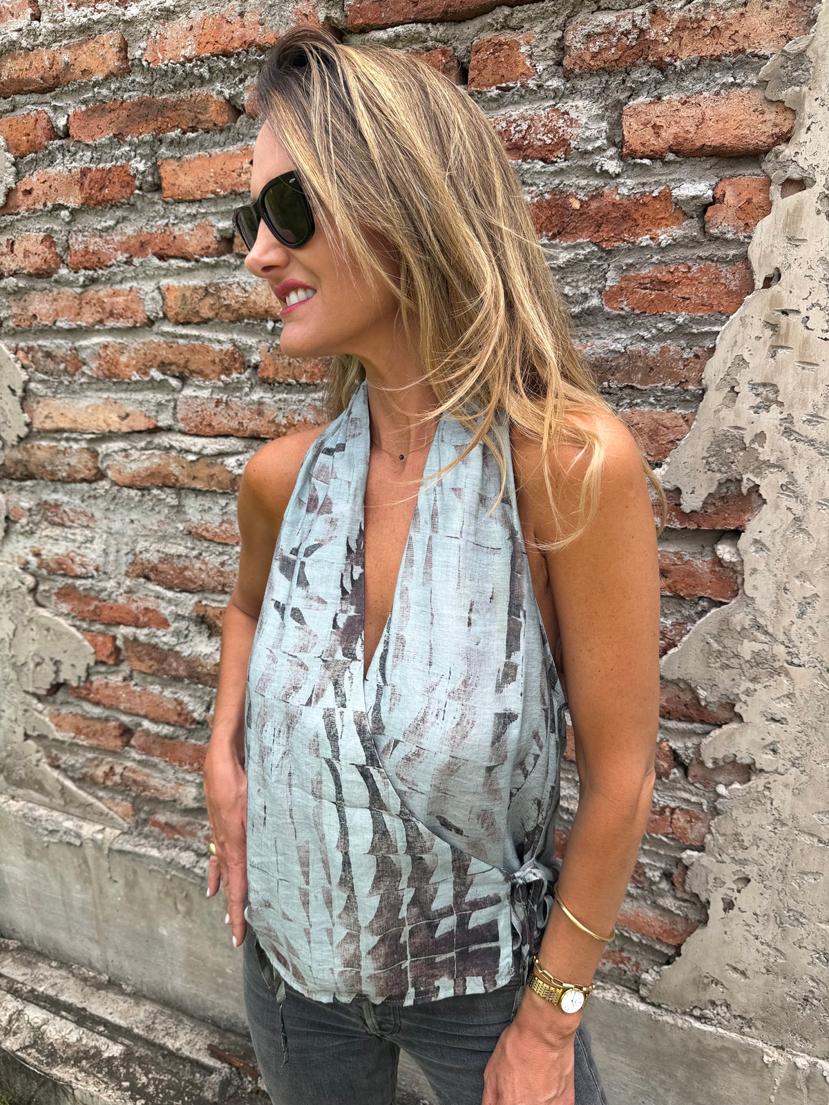Polera tie dye turqueza