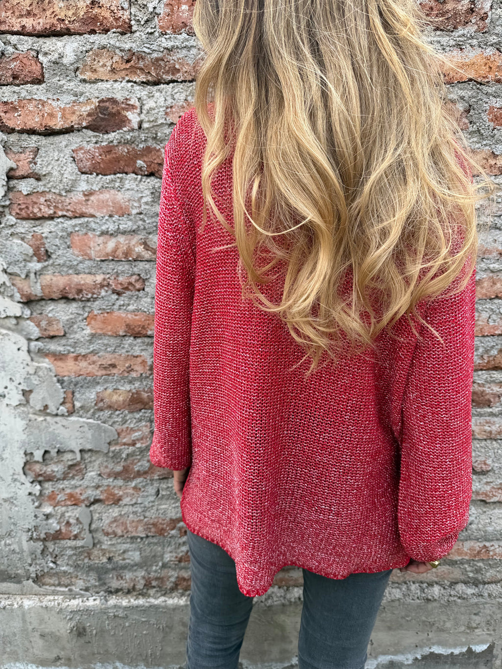 Chaleco lurex manga aglobada rojo