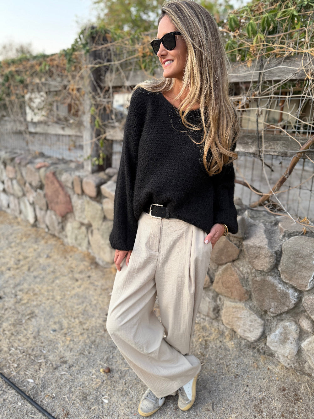 Pantalón sastre fluido marfil