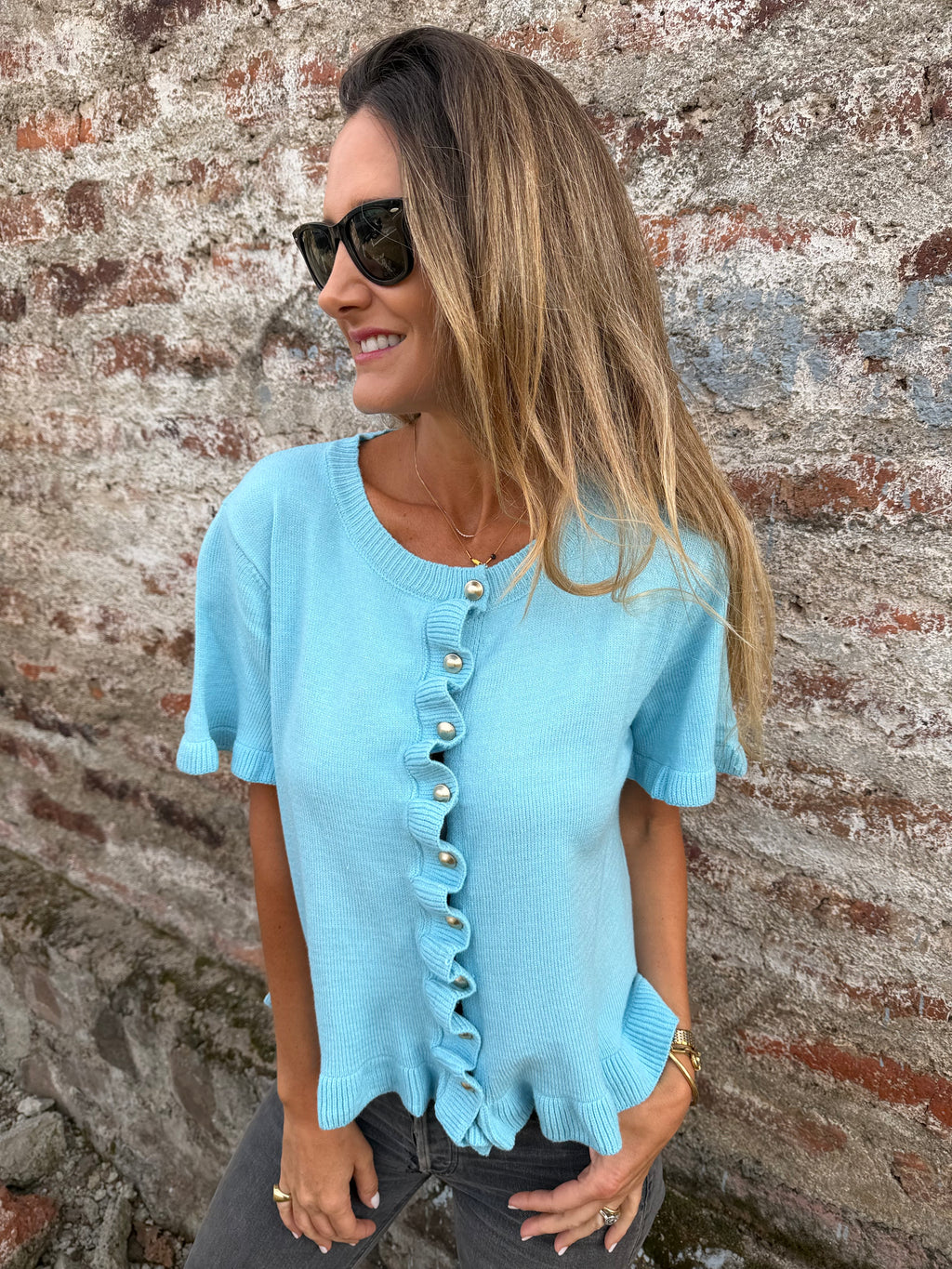 Polera/ Chaleco vuelitos celeste