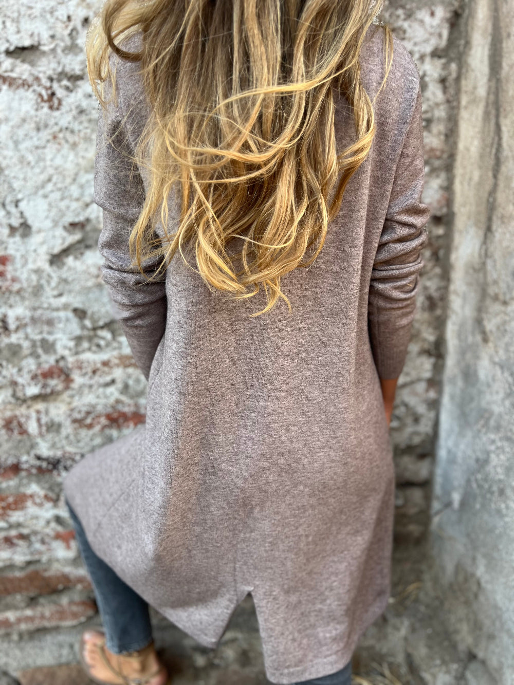Chaleco largo básico beige
