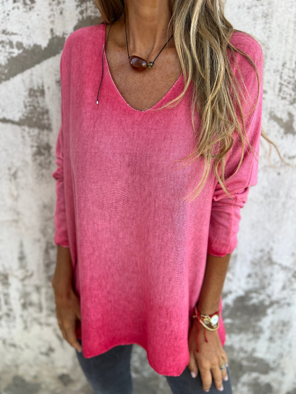 Polera hilo venecia fucsia