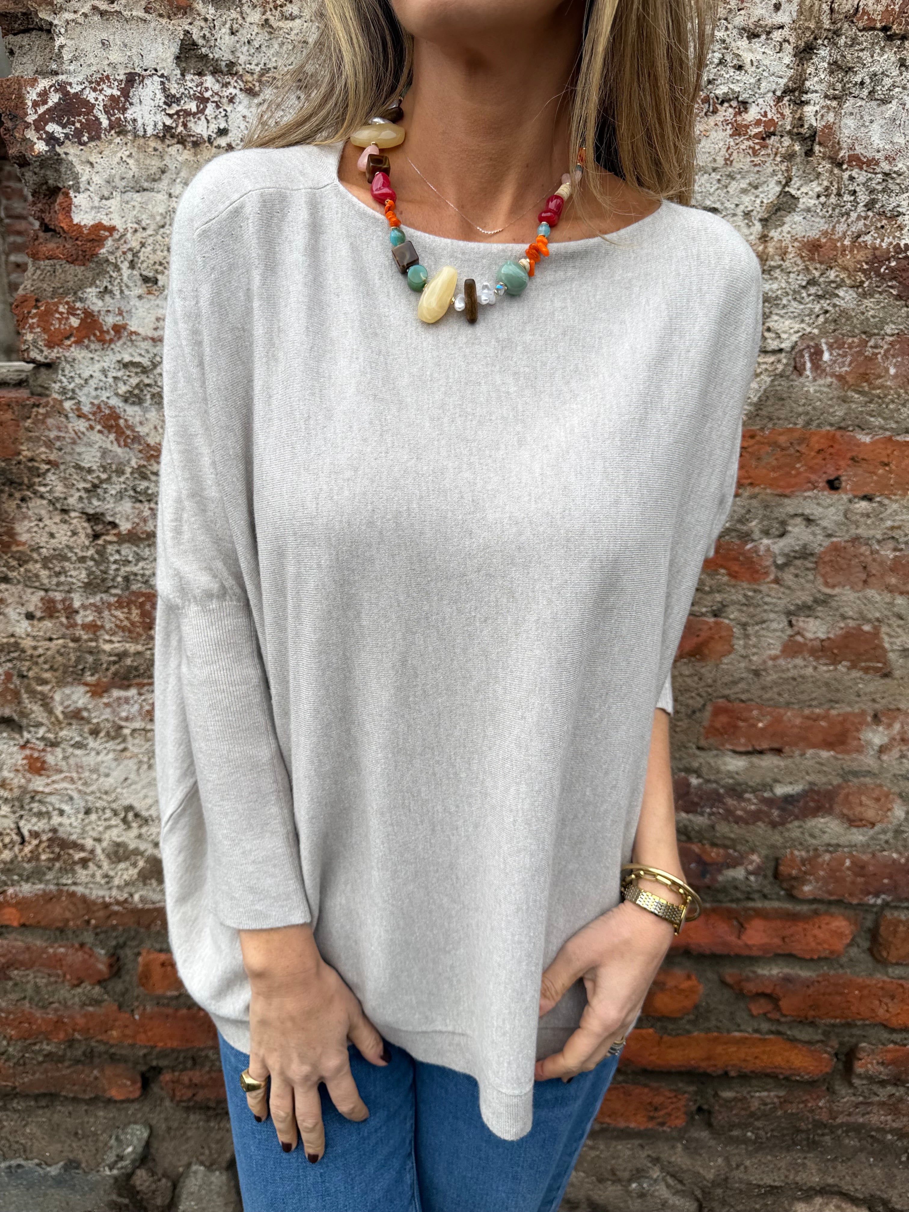 Chaleco ancho básico beige claro