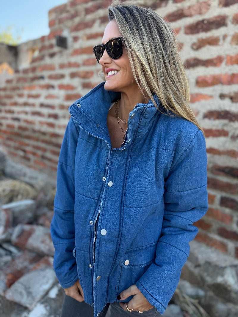 Puffa botones bluejean azul