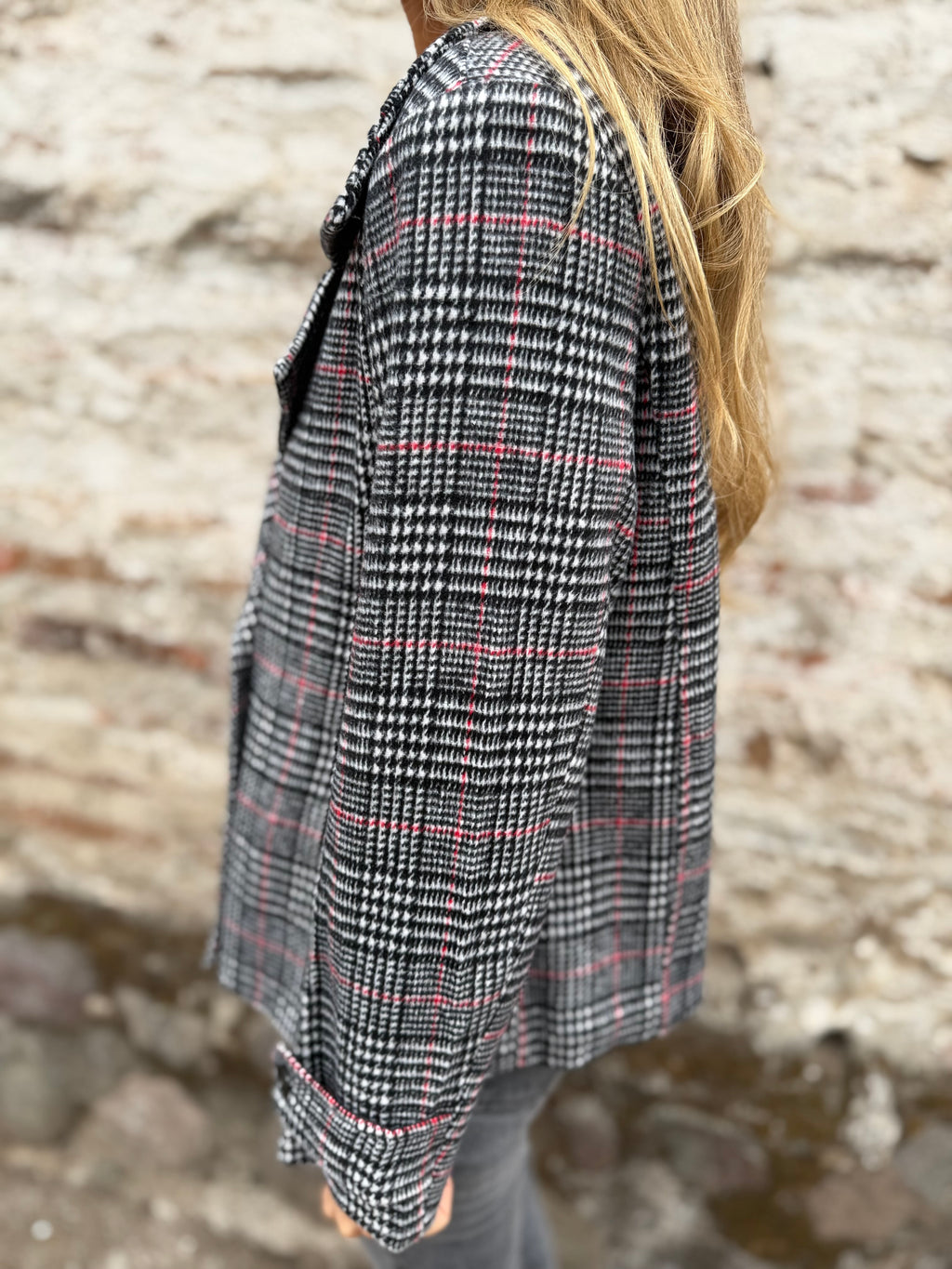 New trench pata de gallo negro/ rojo