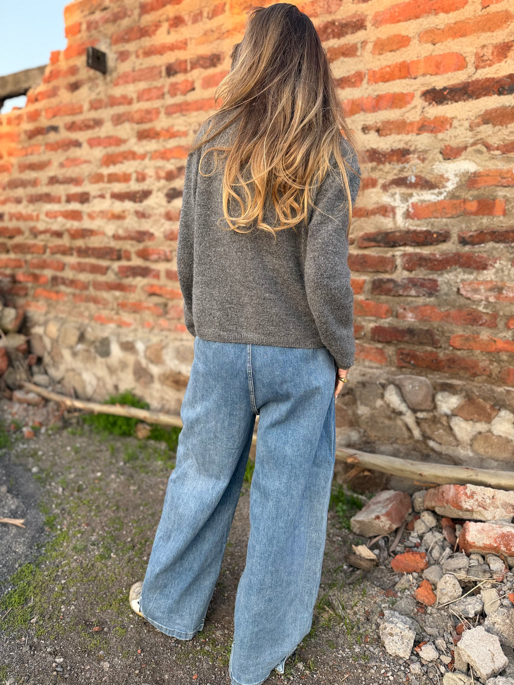 Bluejean pierna ancha new pinzas azul