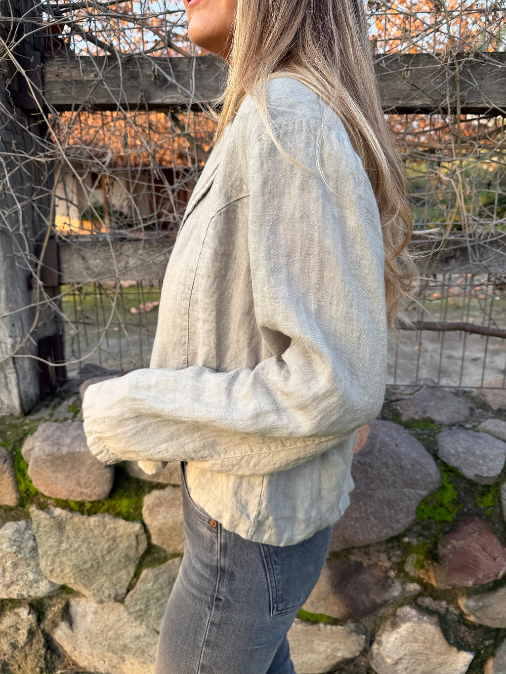 Blazer 100% lino beige verdoso