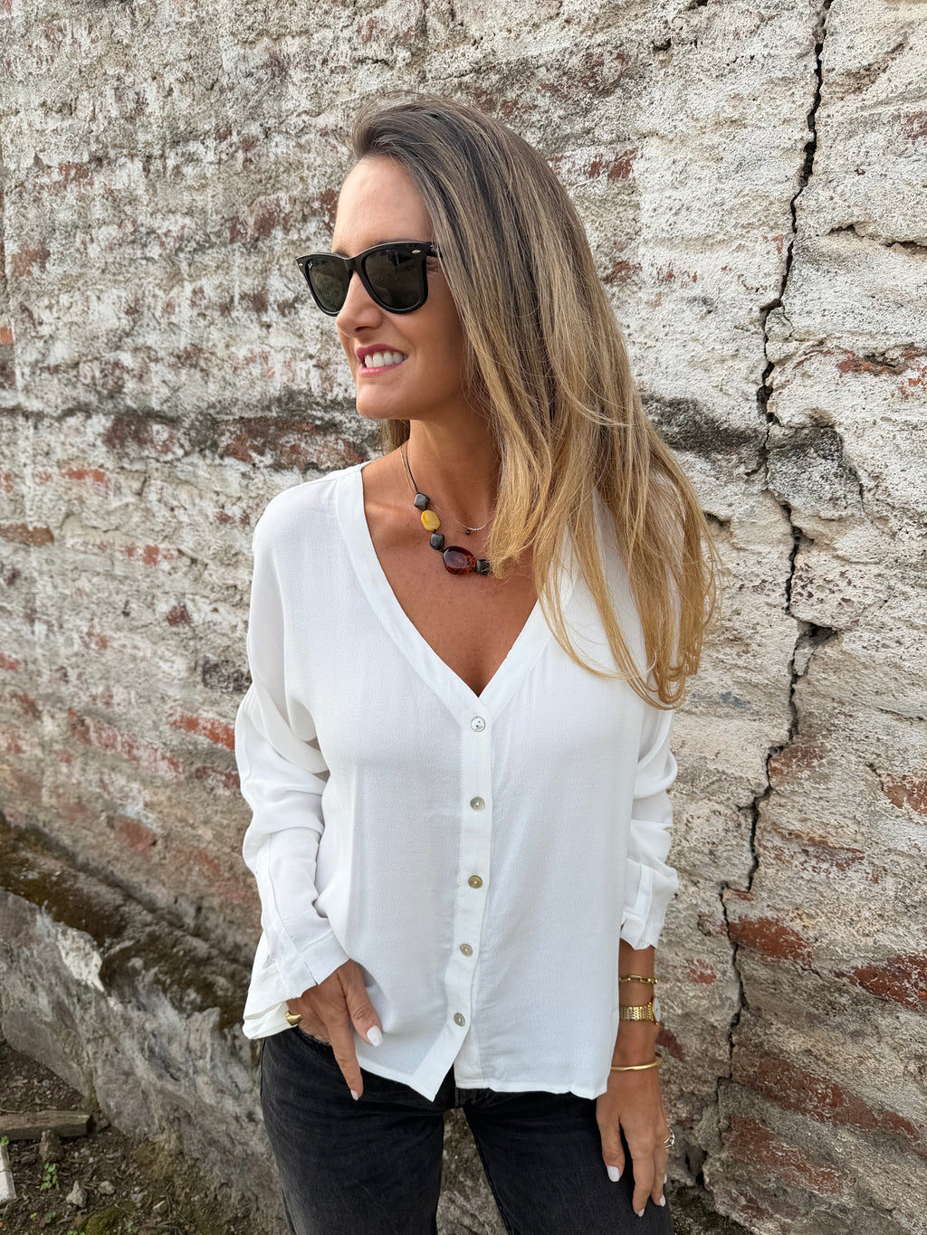 Blusa abotonada blanca