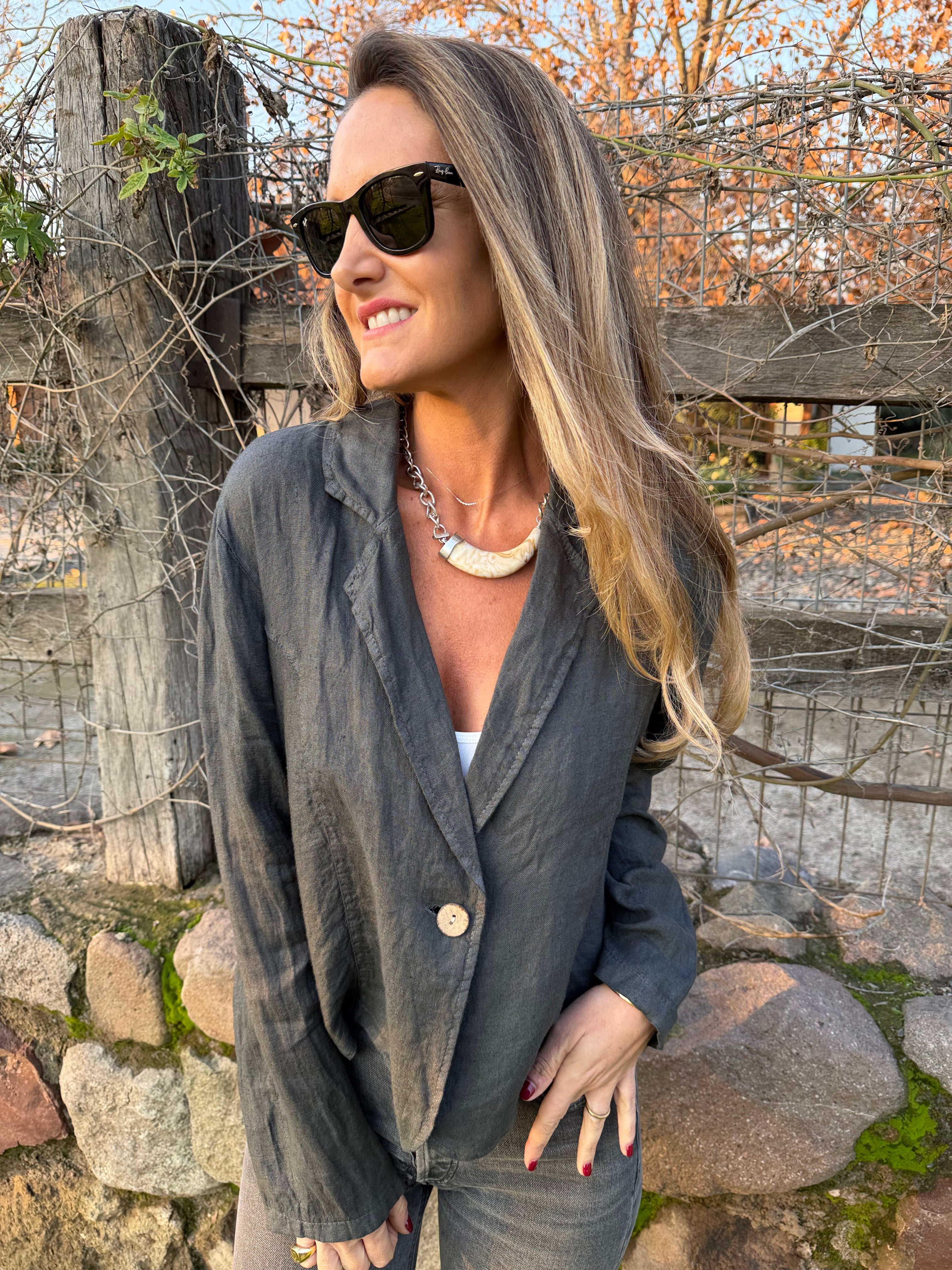 Blazer 100% lino gris