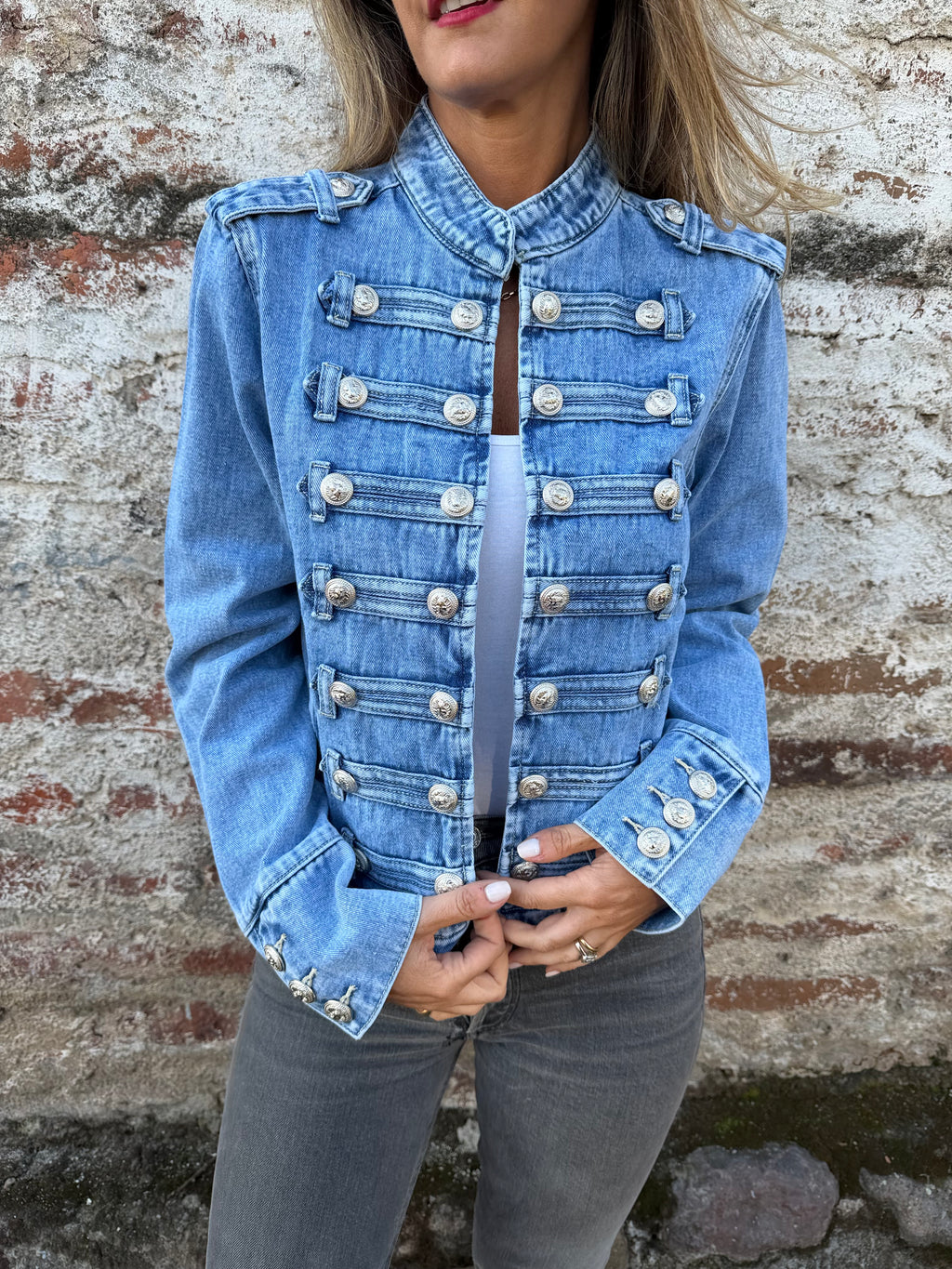 Chaqueta Napoleón zara azul medio