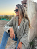 Blazer lana espiga beige