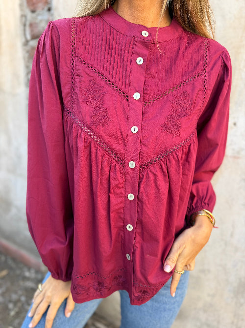 Blusa cedrón burdeo