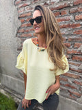 Blusa cuello subido volados amarillo claro