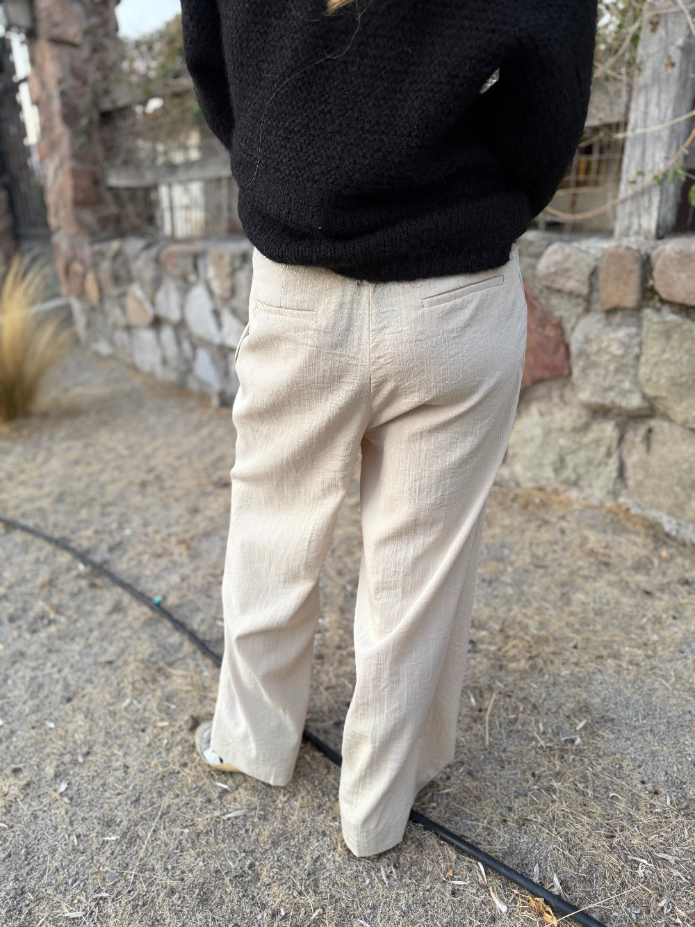 Pantalón sastre fluido marfil