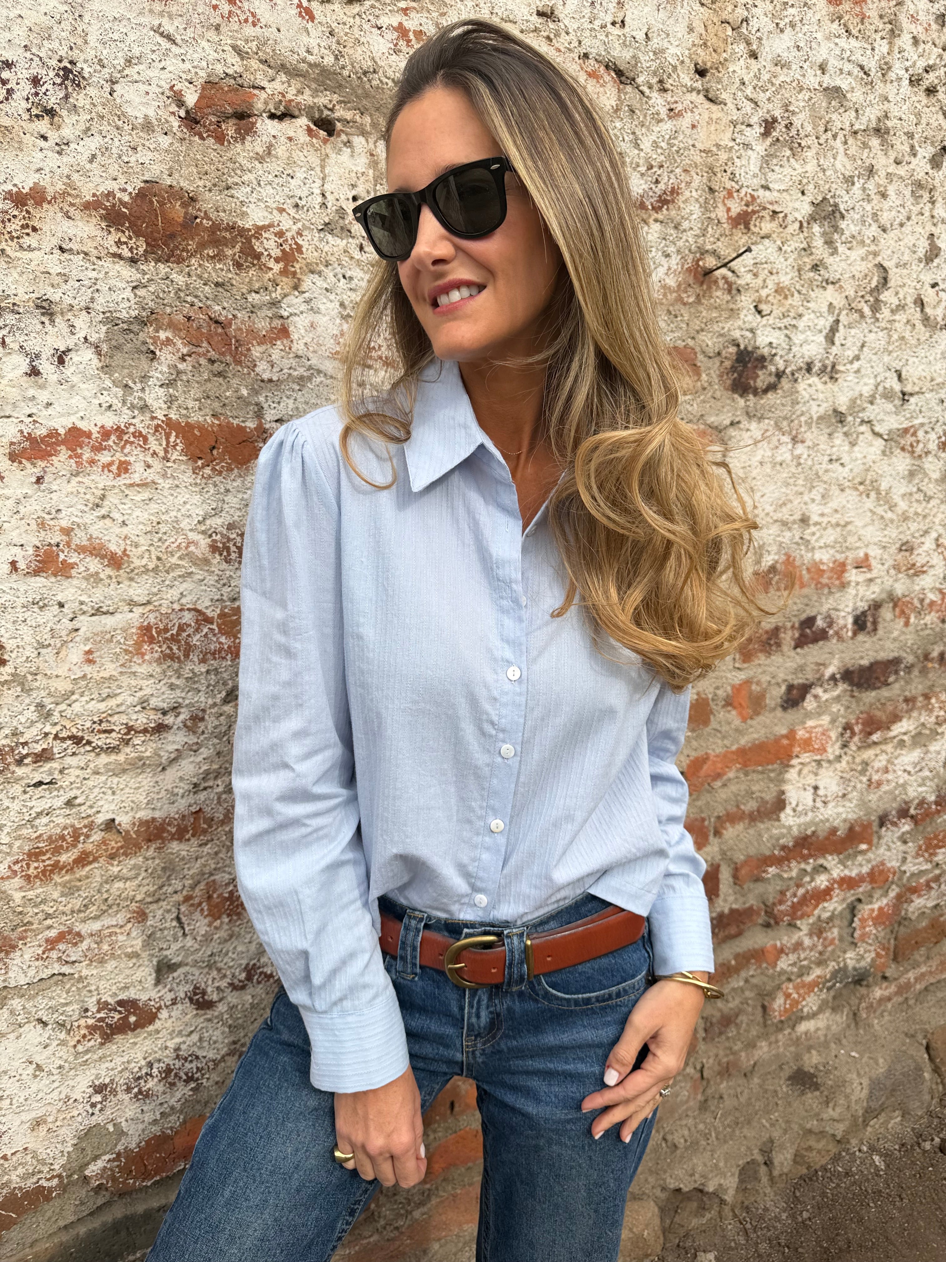 Blusa espigada celeste