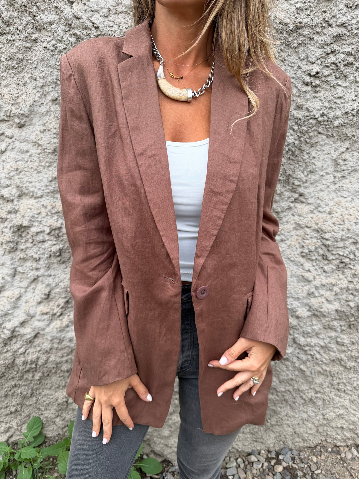 Blazer 100% lino perfecto café