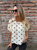 Blusa lunares mangas abullonadas amarillo claro