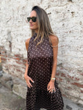 Vestido lunares rosado claro café