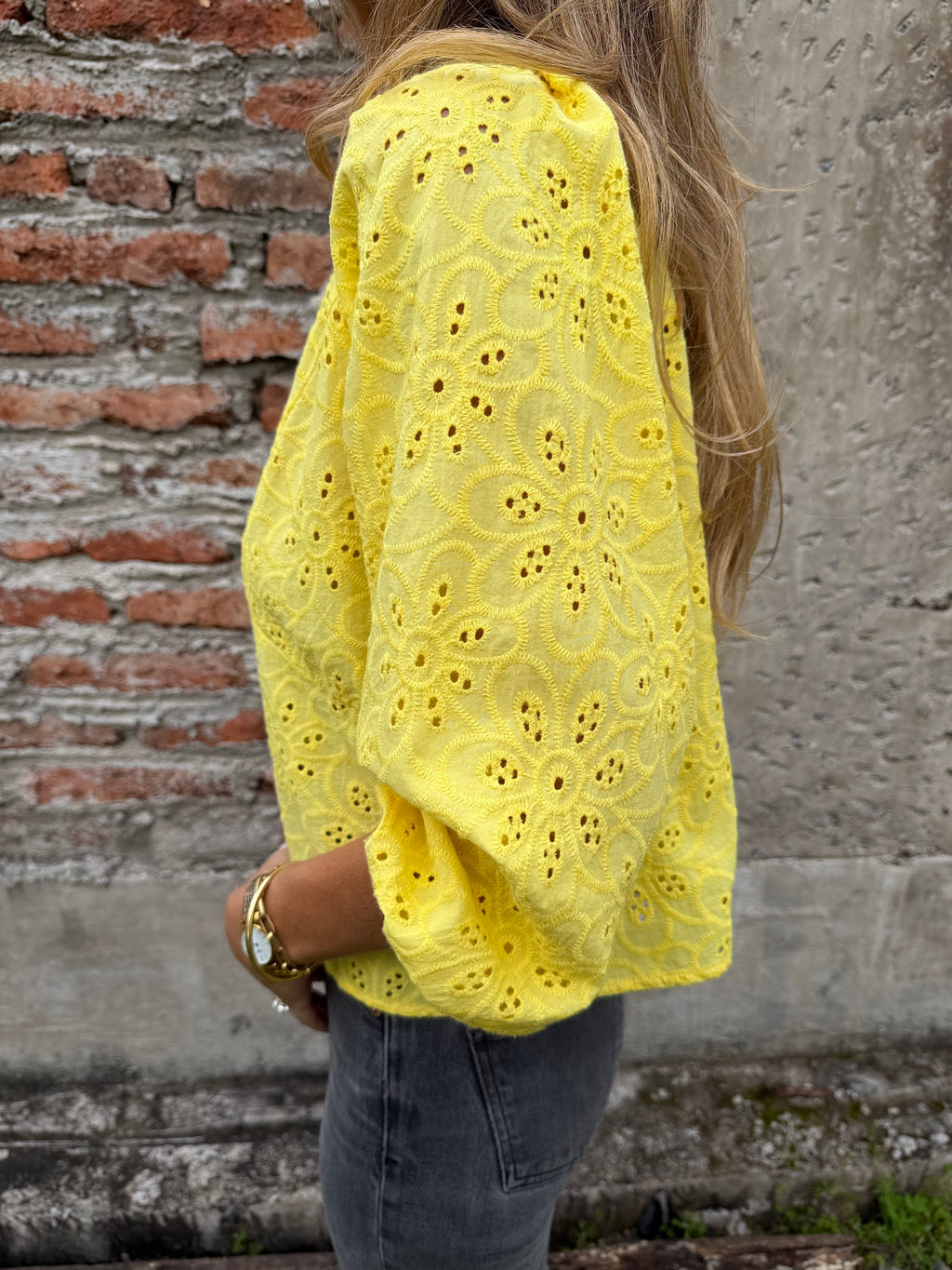Blusa súper broderie amarilla