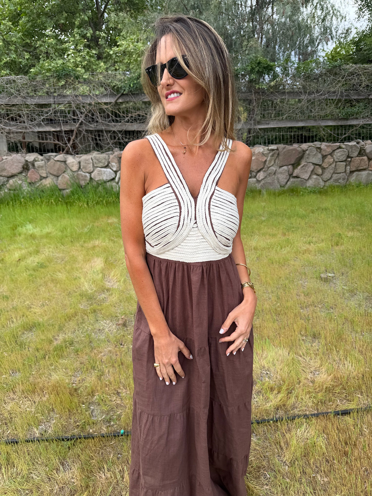 Vestido cordones café