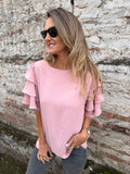 Blusa volados livianos rosada