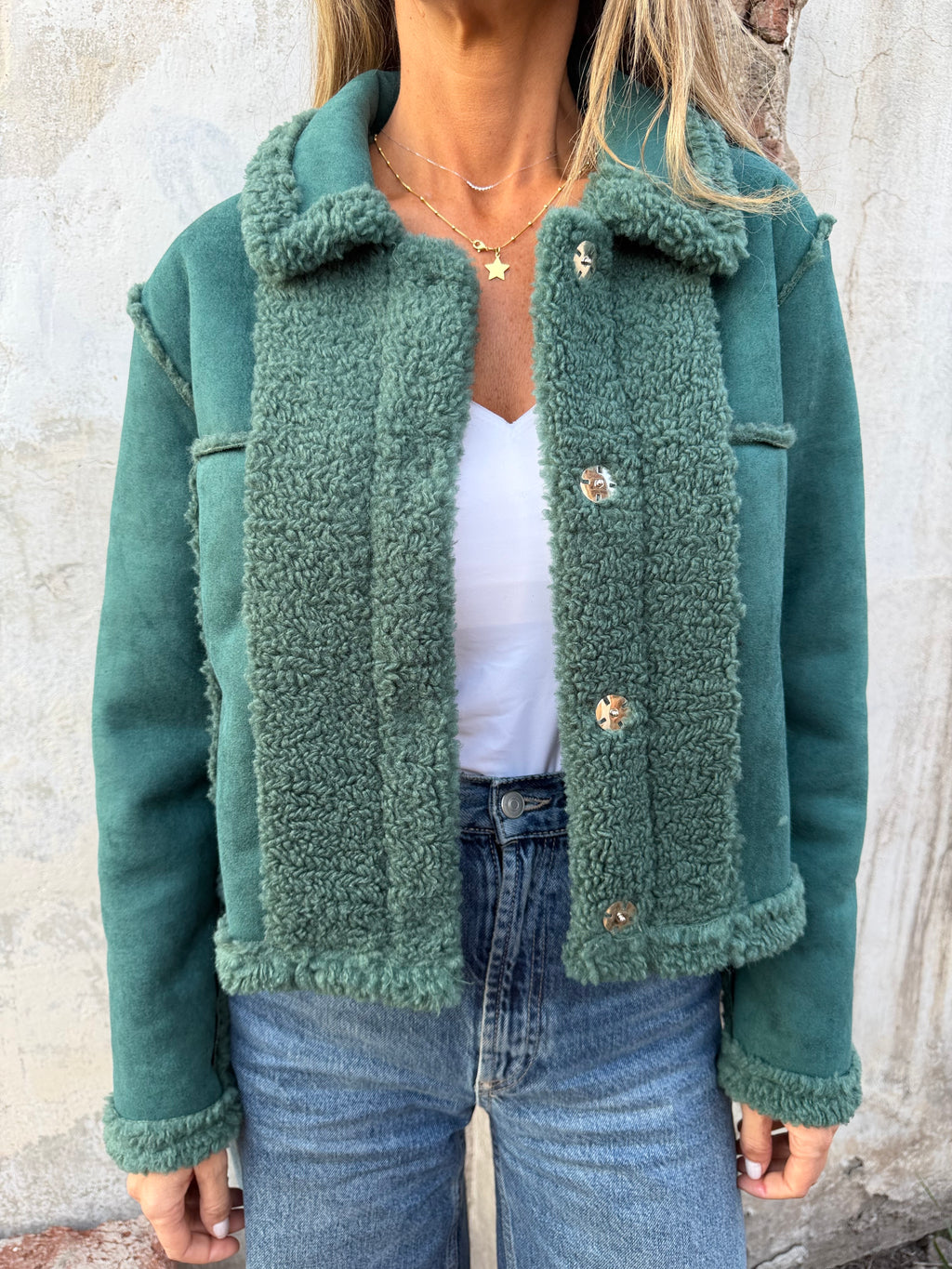 Chaqueta reversible chiporro suede verde