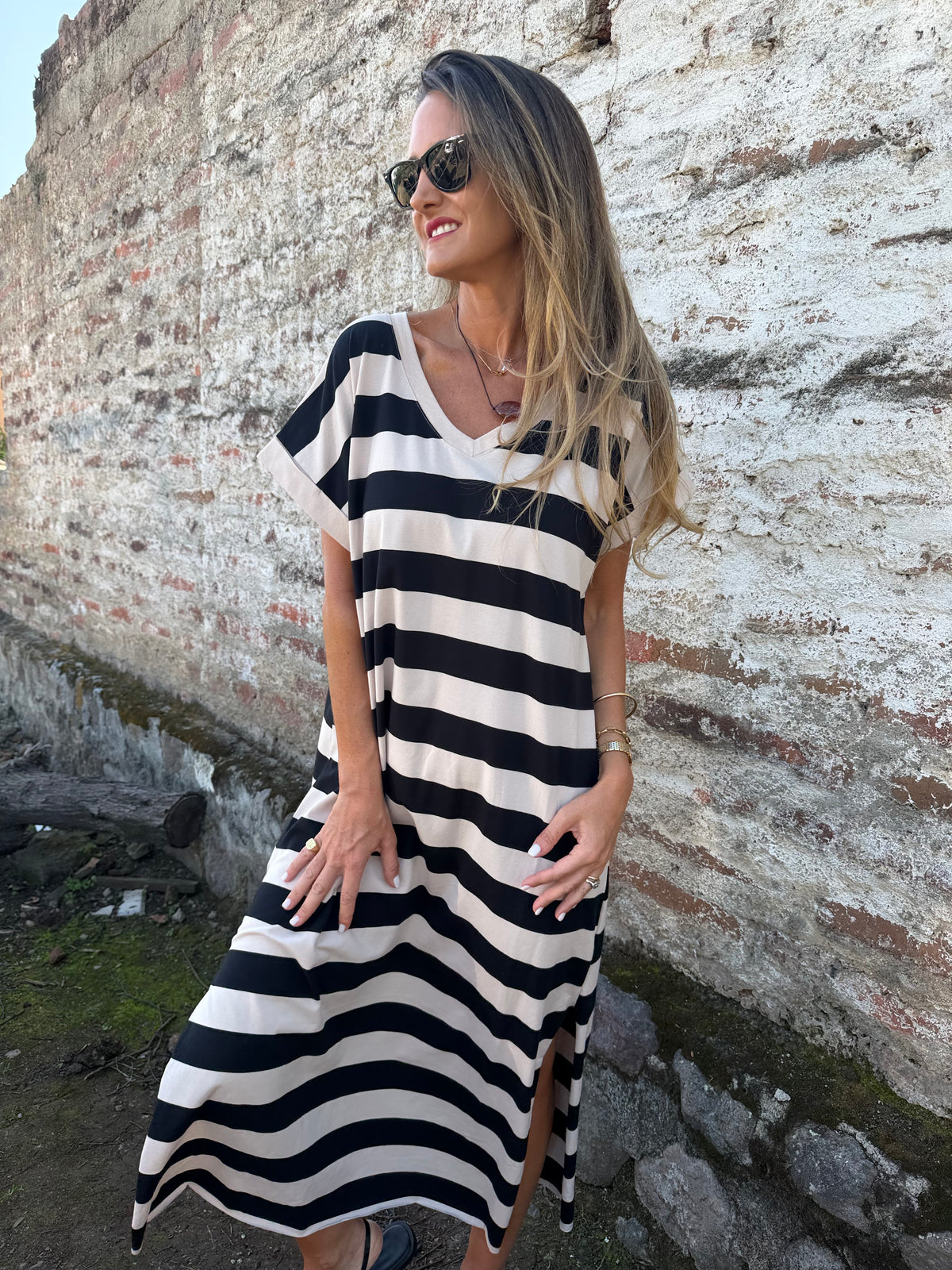 Vestido rayas negro
