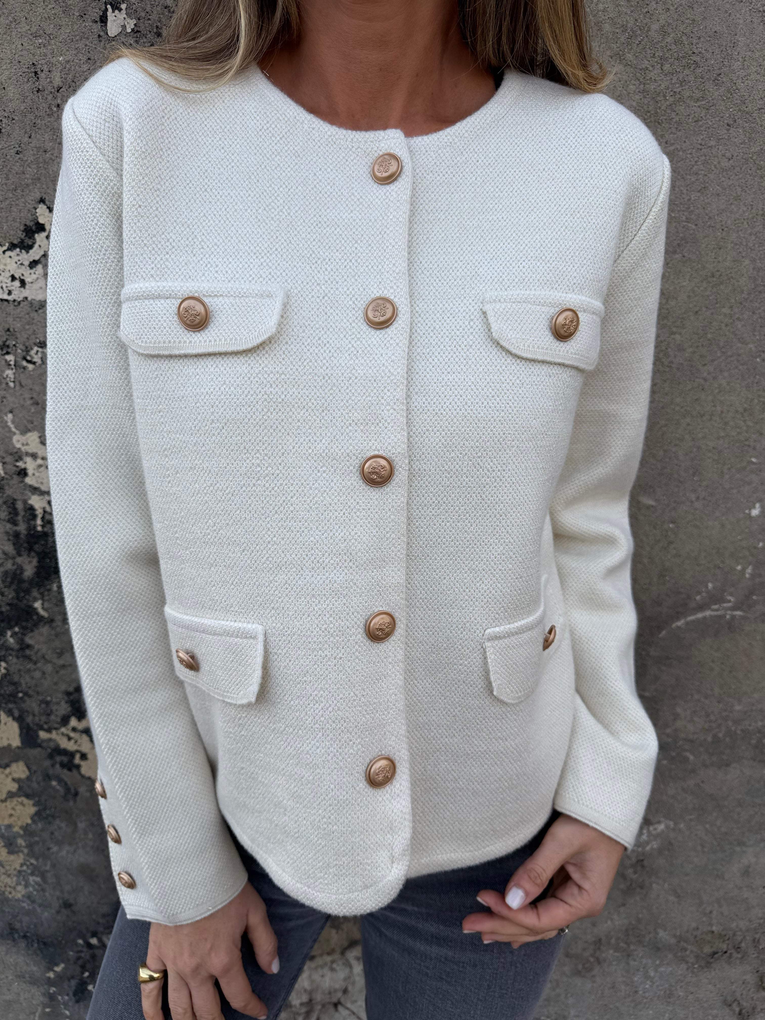 Chaqueta paño tejida marfil
