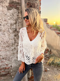 Tapadito macramé romántico blanco