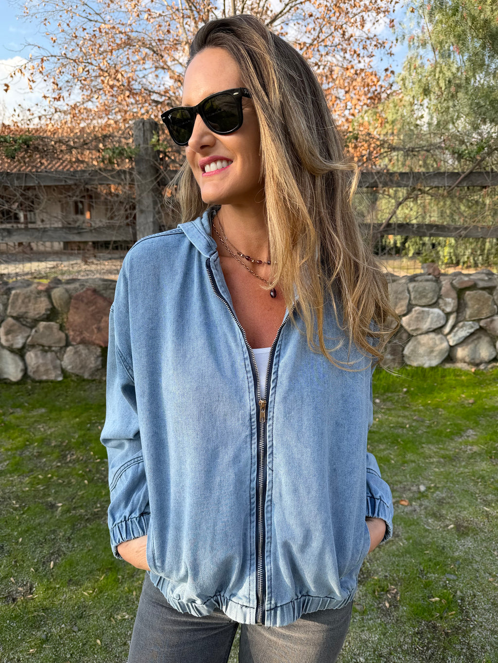 Bomber bluejean celeste