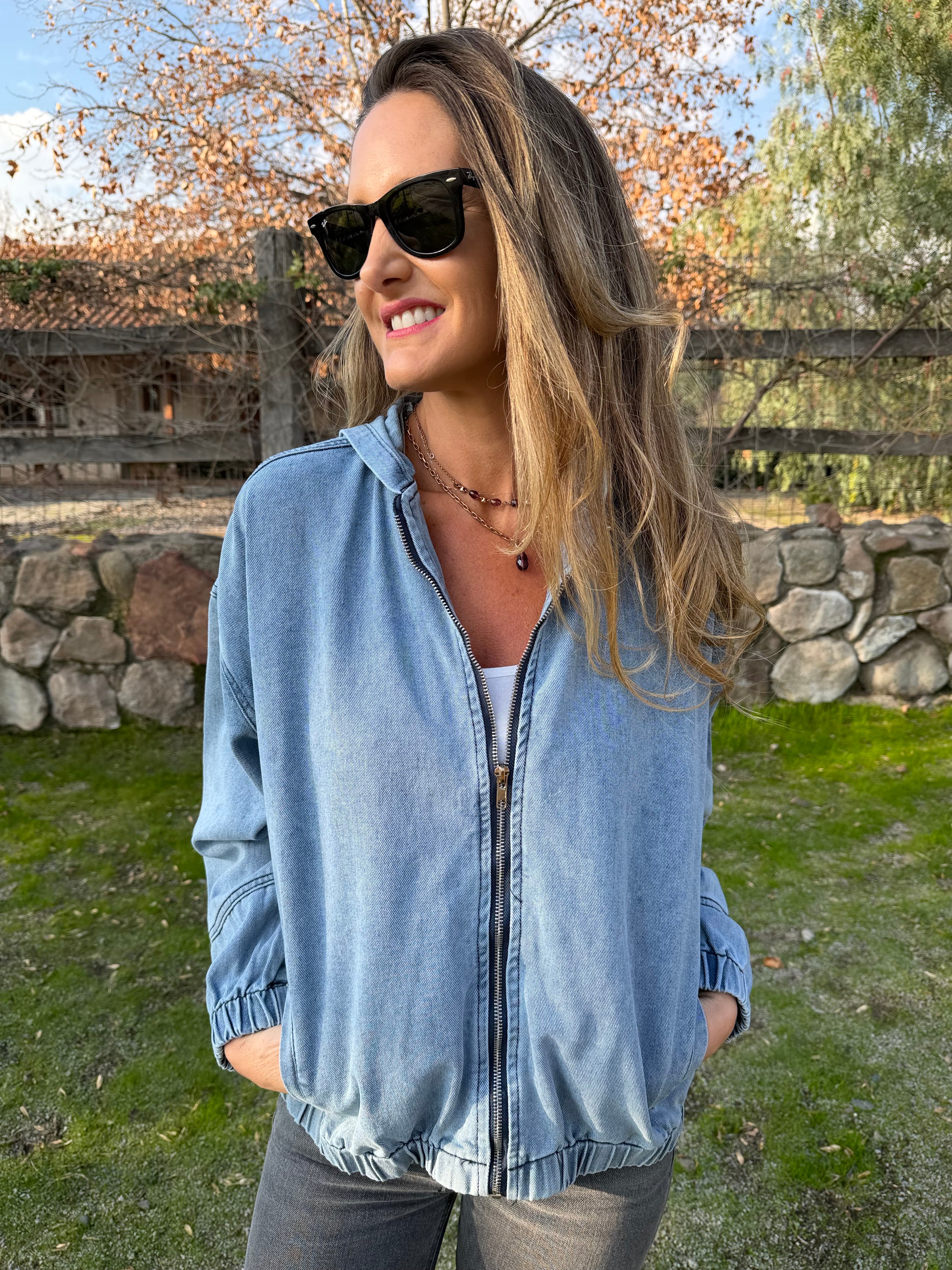 Bomber bluejean celeste