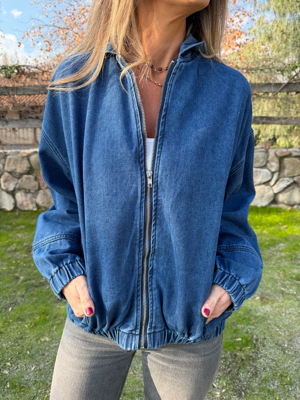 Bomber bluejean azul