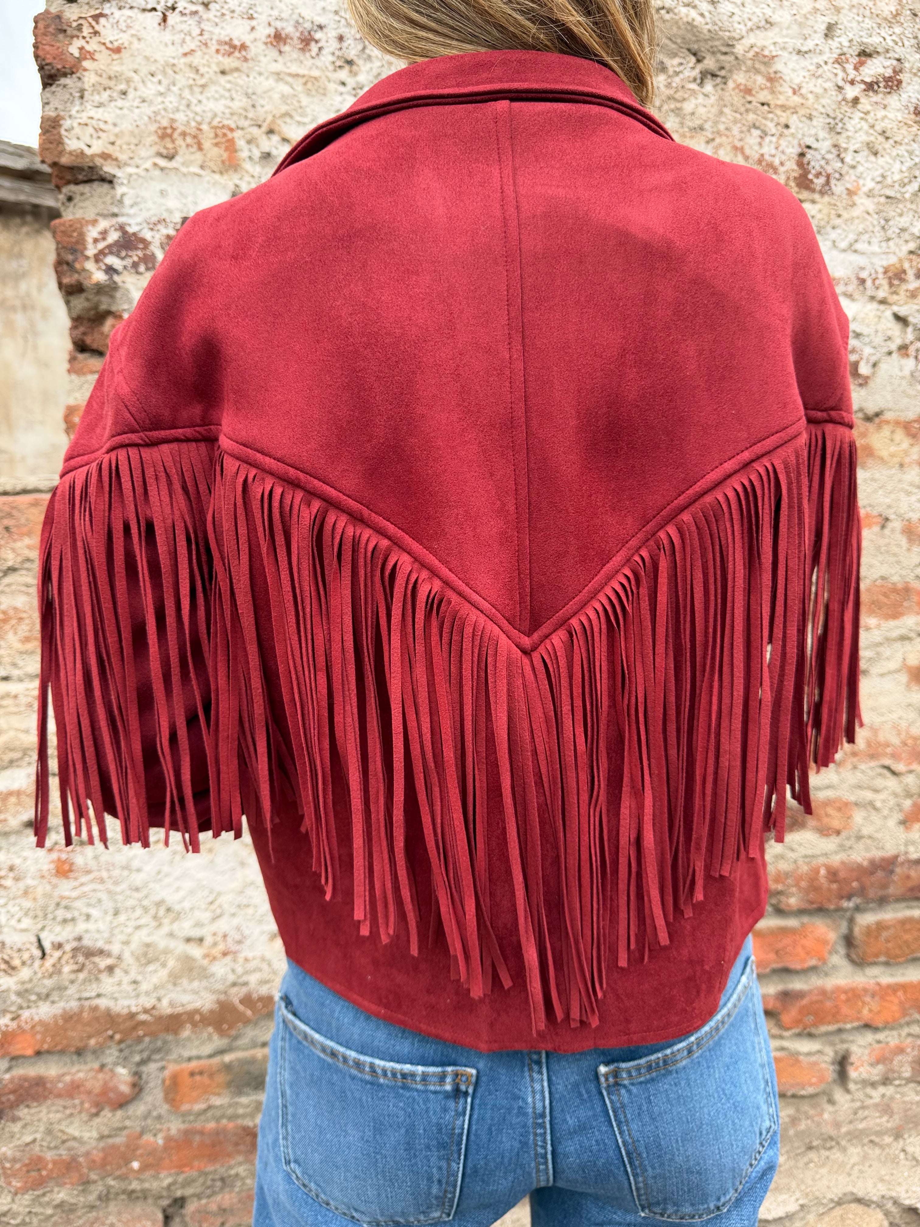 Chaqueta flecos rojo italiano