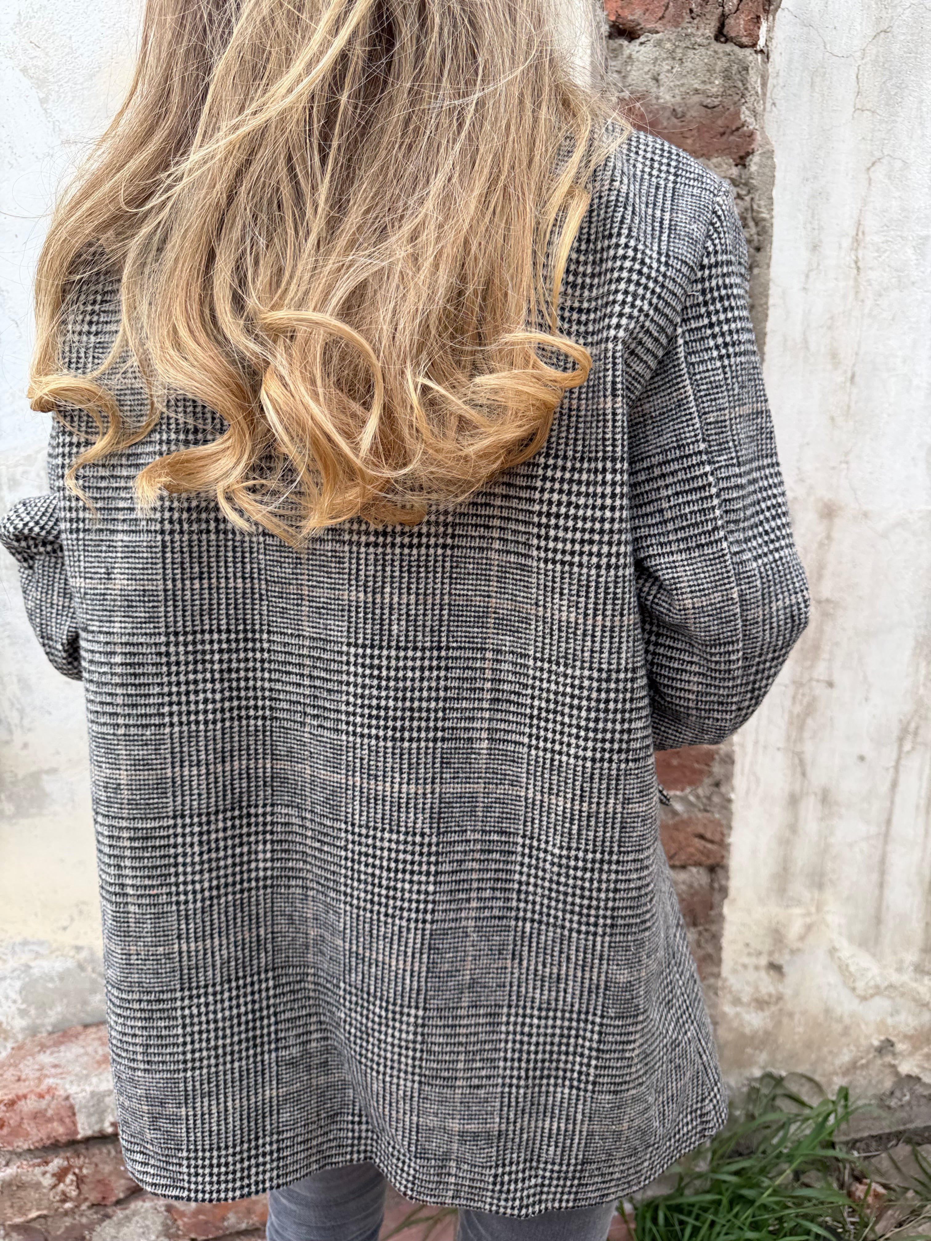 New Chaqueta pata de gallo clásica línea negra