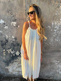 Vestido linoto desflecado crudo