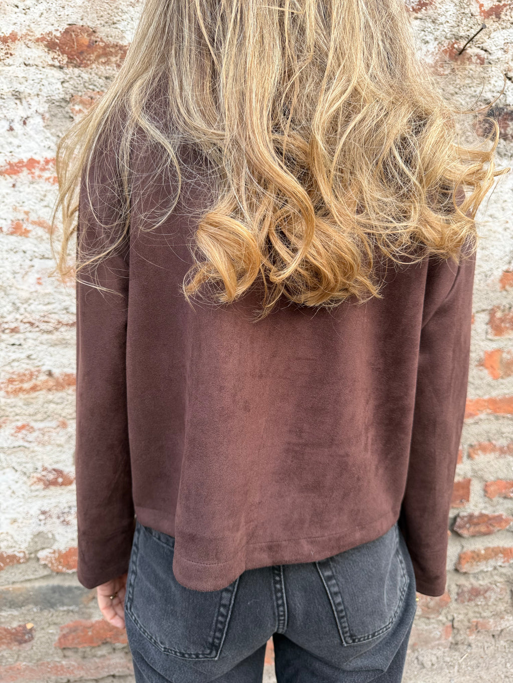 Chaqueta suede pocket cafe
