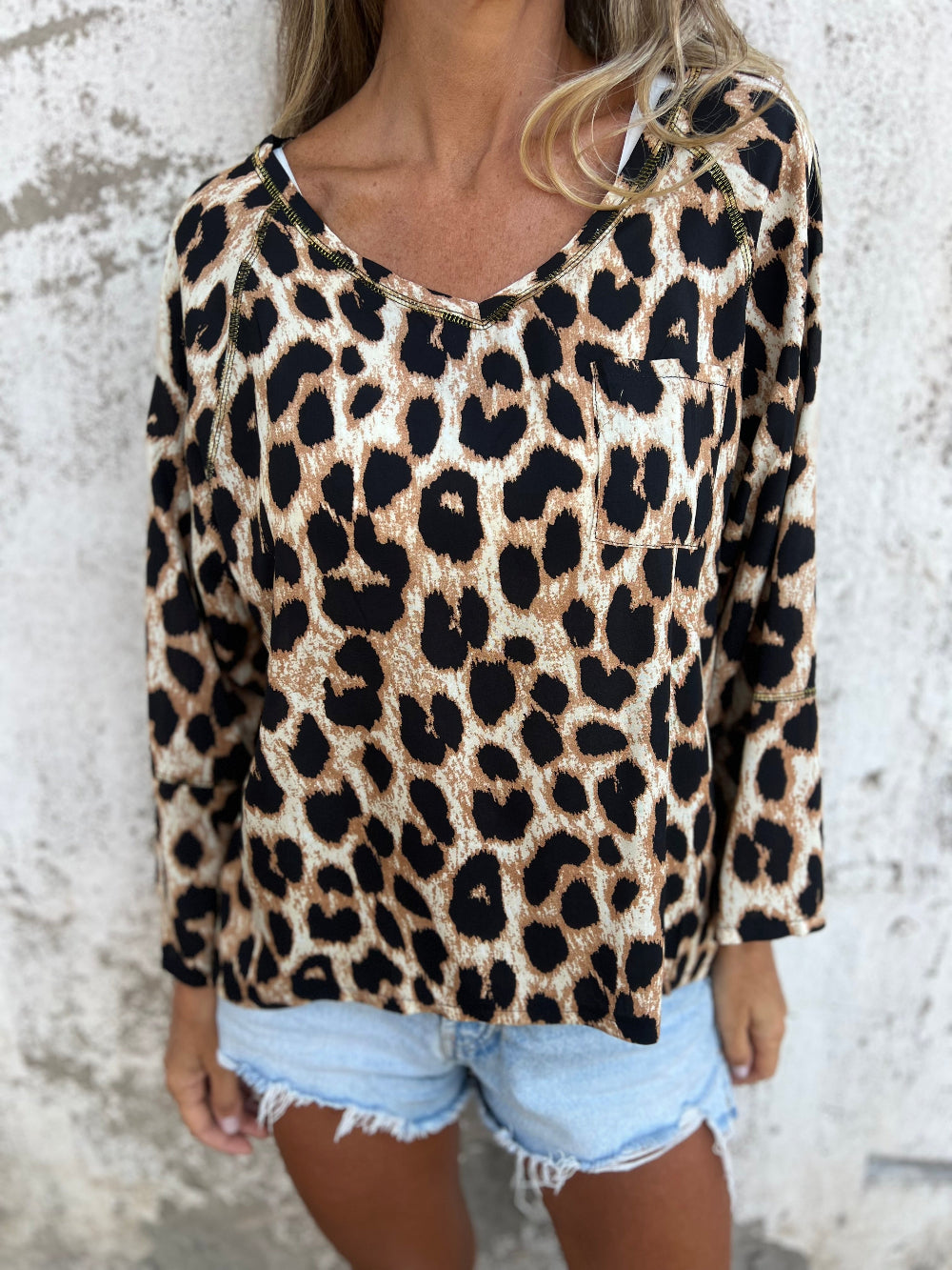Blusa básica print beige