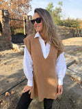 Chaleco sin manga lazo camel