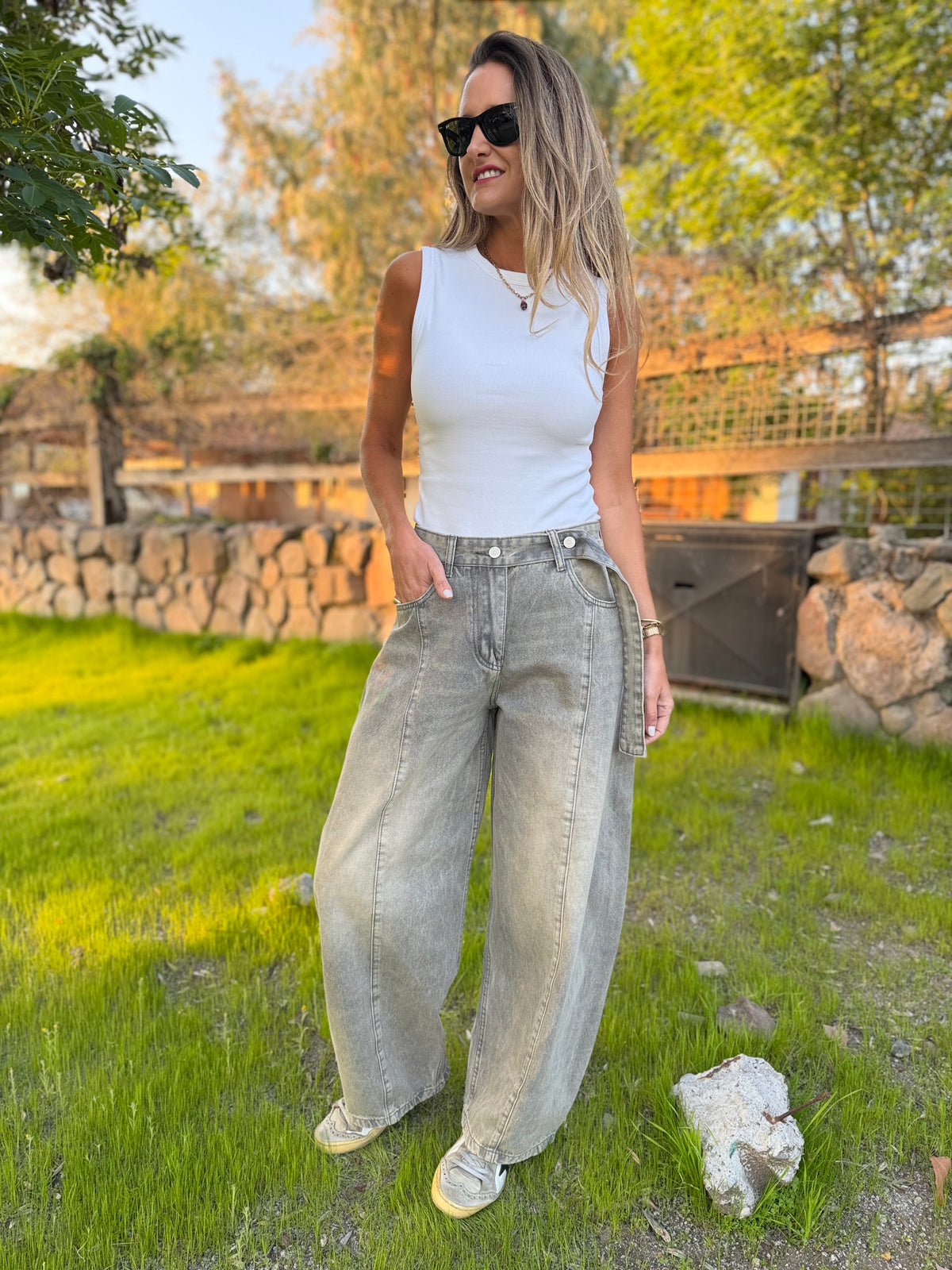 Bluejean new barrel cinto gris