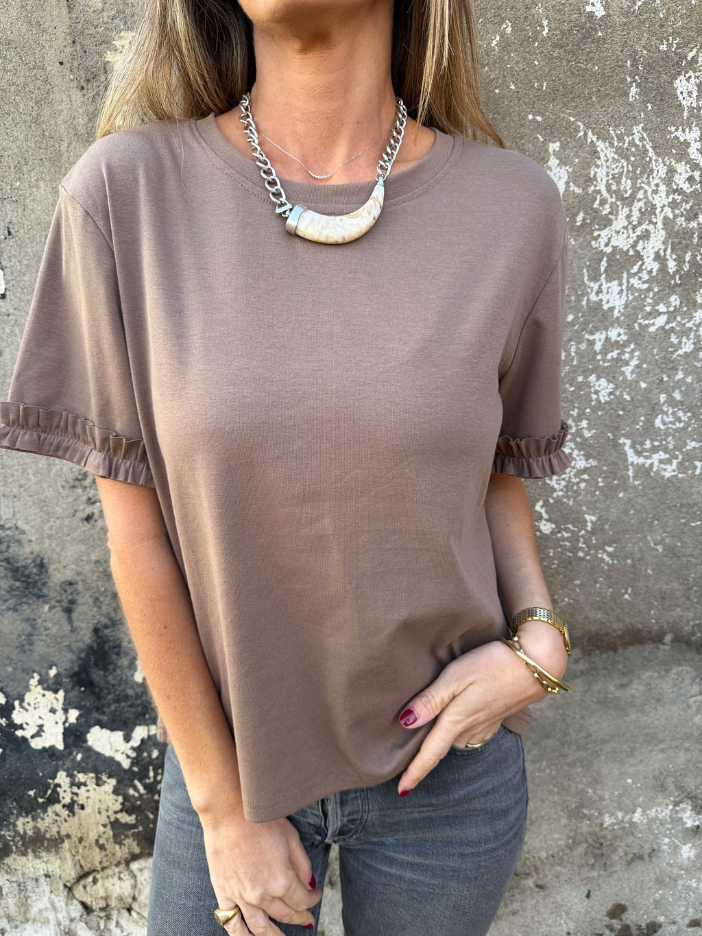 Polera modal vuelitos café