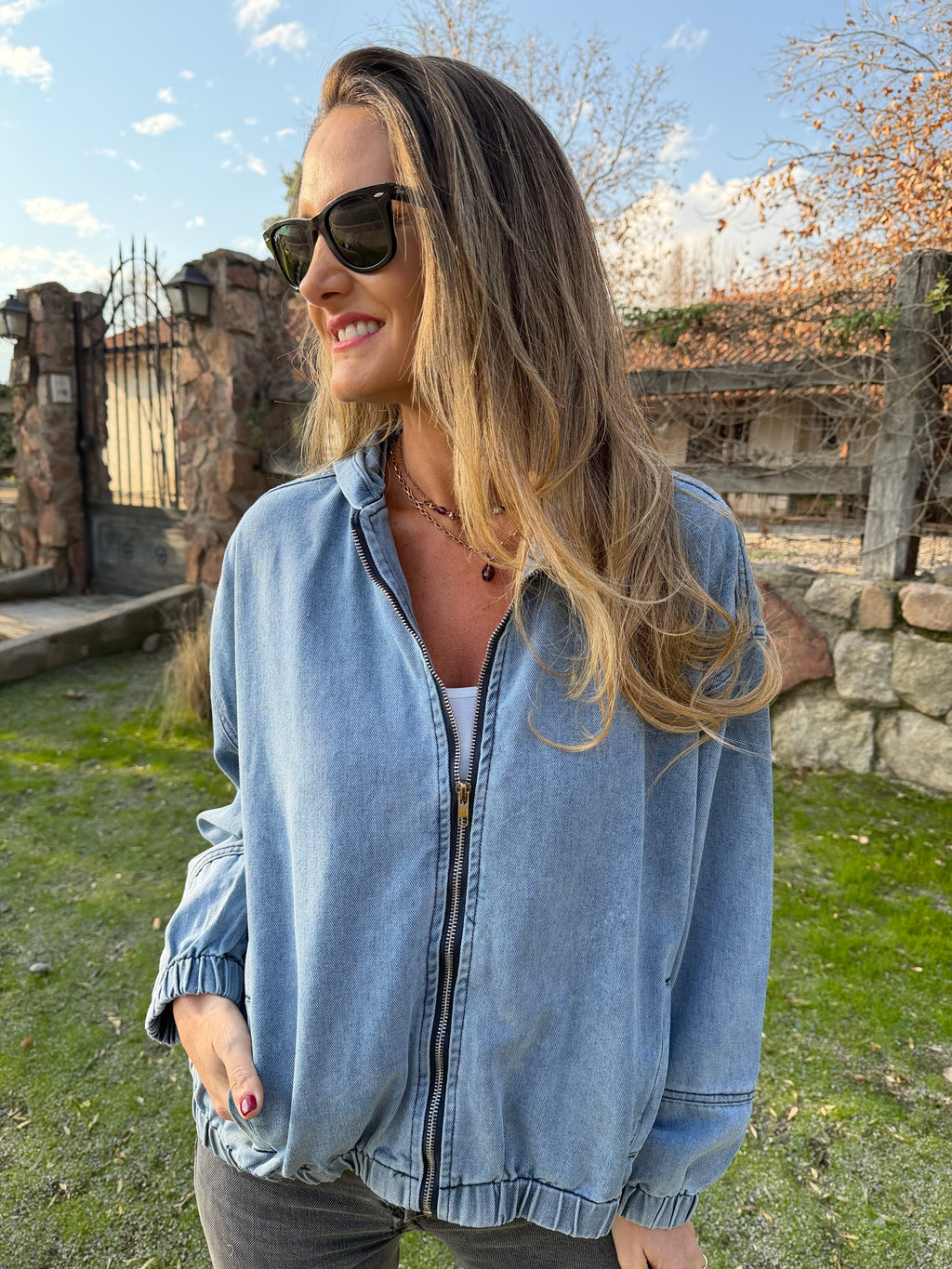 Bomber bluejean celeste