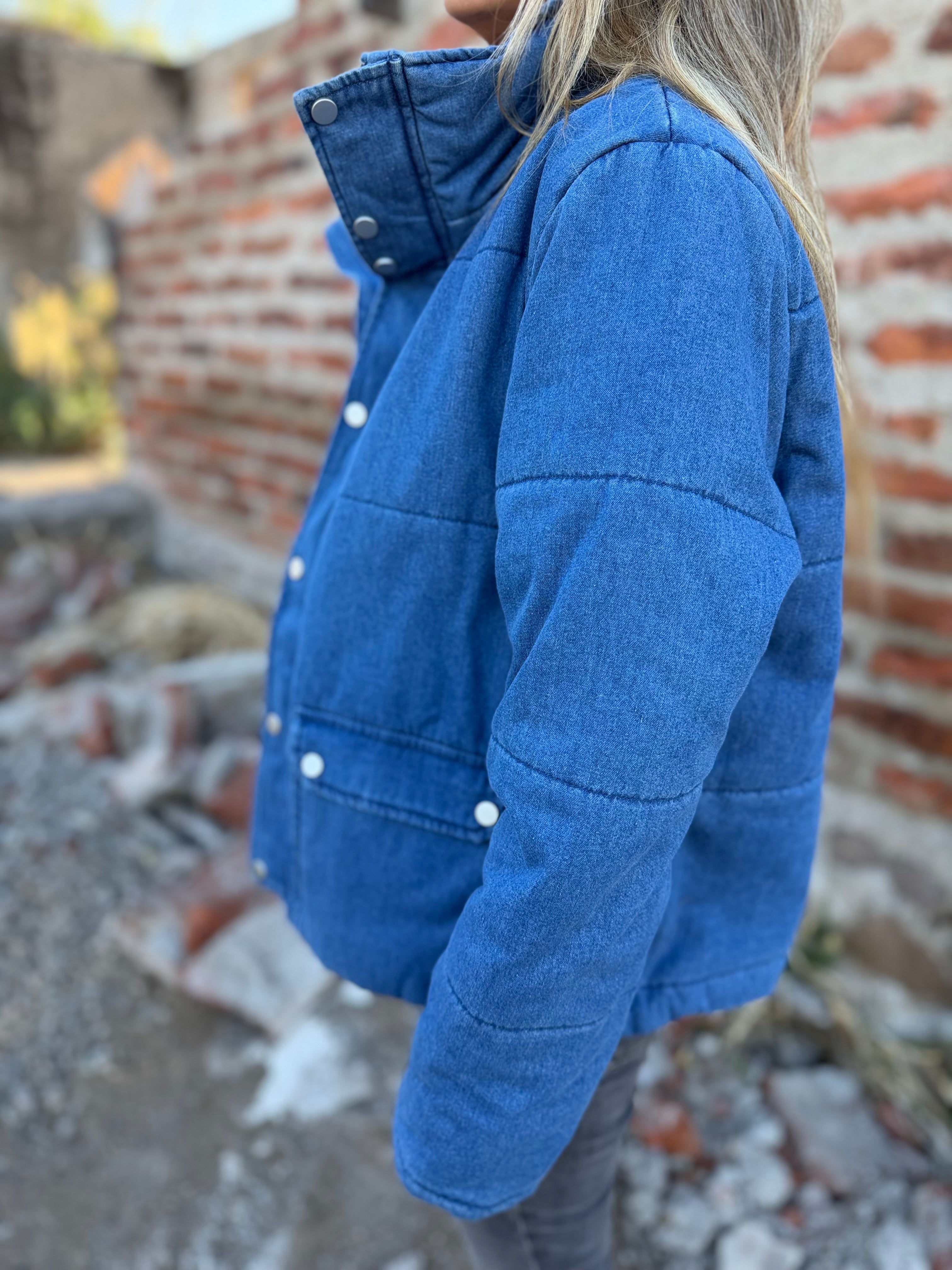 Puffa botones bluejean azul