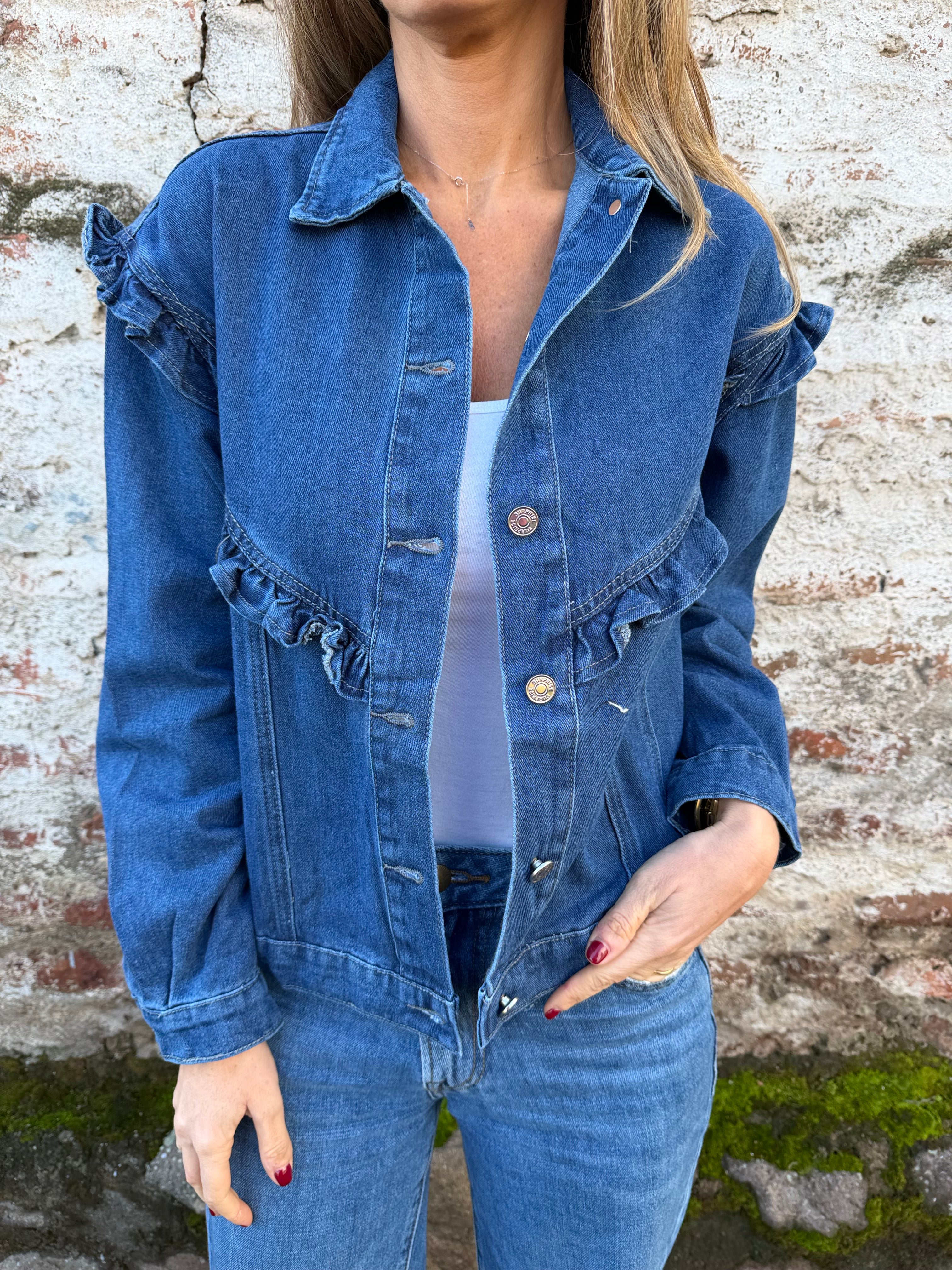 Chaqueta bluejean vuelitos azul